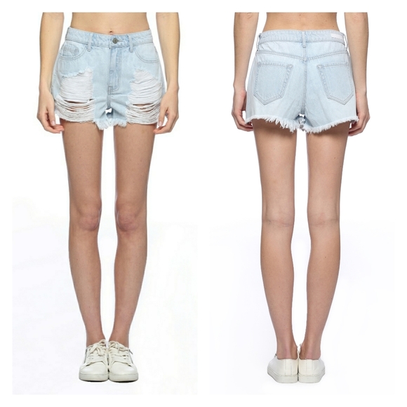 NWT Cello High Rise Fray Destroyed Denim Shorts